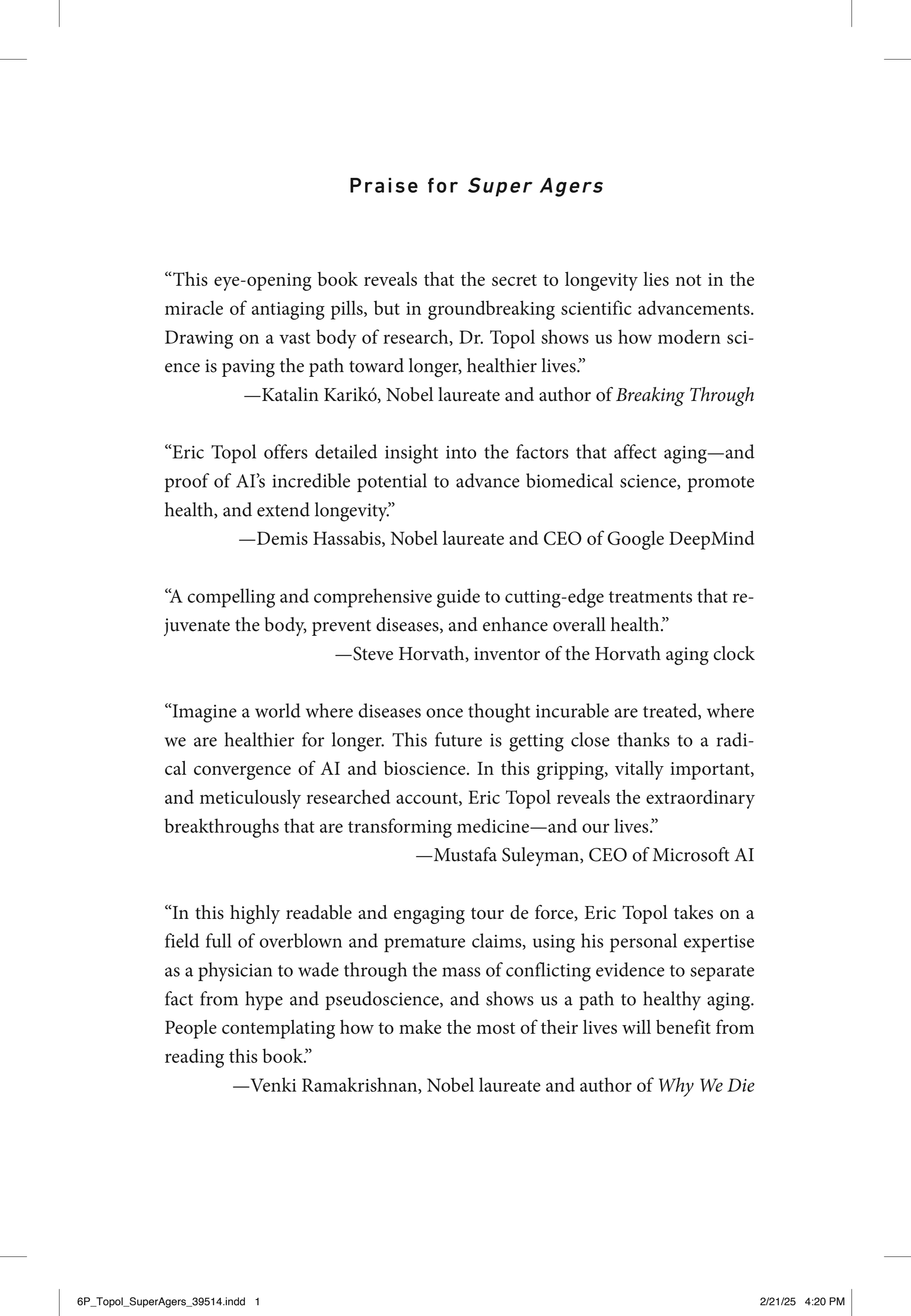 Super Agers: An Evidence-Based Approach to Longevity